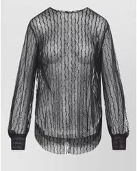 Alberta Ferretti - Embellished Tulle Long-Sleeve Blouse - Lyst