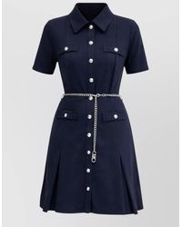 Michael Kors Michael Denim Belted Mini Dress in Blue | Lyst Michael Kors Michael Denim Belted Mini Dress in Blue | Lyst