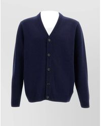 Paul Smith - Long Sleeve V-Neck Cardigan With Ribbed Cuffs And Hem - Lyst