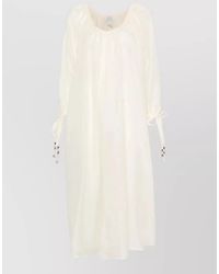 120% Lino - V-Neck Long-Sleeve Maxi Dress - Lyst