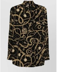 Balmain - Silk Printed Long-Sleeve Shirt - Lyst
