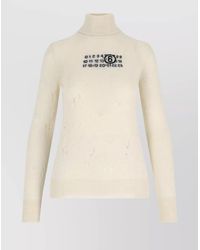MM6 by Maison Margiela - Virgin Wool Distressed Turtleneck Sweater - Lyst