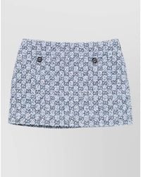 Gucci - High Waist Textured Mini Skirt Buttons - Lyst