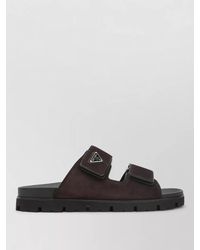 Prada - Double Strap Open Toe Leather Sandals - Lyst