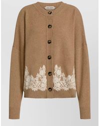 Alberta Ferretti - Crew Neck Knit Top Lace Ribbed Edges - Lyst