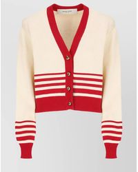 Golden Goose - Cotton V Neck Striped Cardigan - Lyst