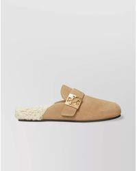 Tory Burch - Suede Leather Shearling-Lined Mules - Lyst