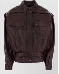 Magda Butrym - Belted Leather Oversize Jacket Long Sleeves - Lyst