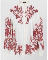 Etro - Floral Print Pleated Cotton Blouse - Lyst