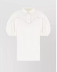 Chloé - Cotton Blouse With Collar And Puff Sleeves - Lyst