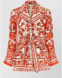 Dolce & Gabbana - Vanity Jacket Belted Waist Floral Pattern - Lyst