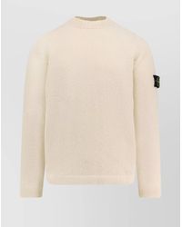 Stone Island - Crew-Neck Wool Blend Sweater With Ribbed Accents - Lyst