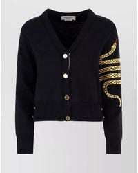 Thom Browne - Snake Embroidered Wool Blend Cardigan - Lyst