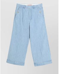 Valentino Garavani - Denim Wide-Leg Cropped Jeans - Lyst