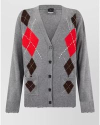 Pinko - Cashmere Merino Wool Ribbed V-Neck Long-Sleeve Cardigan - Lyst