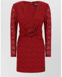 ROTATE BIRGER CHRISTENSEN - Floral Lace V-Neck Long-Sleeve Mini Dress - Lyst
