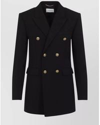 Saint Laurent - Double-Breasted Wool Jacket Notched Lapels - Lyst