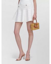 Self-Portrait - Viscose Pointelle Knit Crystal Embellished Mini Skirt - Lyst