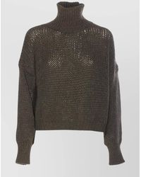 Roberto Collina - Long Sleeve Turtleneck Open Knit Sweater - Lyst