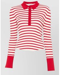 Semicouture - Striped Ribbed Long-Sleeve Polo Shirt - Lyst