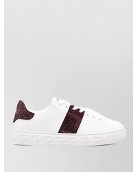 Versace - Silk And Nylon Sneakers With Textured Burgundy Panels - Lyst