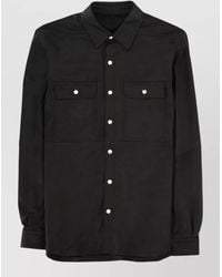 Rick Owens - Leather Jacket Long Sleeves Chest Pockets Collar - Lyst