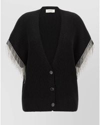 Sportmax - Virgin Wool Ribbed V-Neck Cardigan - Lyst