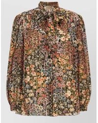 Valentino Garavani - Silk Floral-Print Lavallière Blouse - Lyst