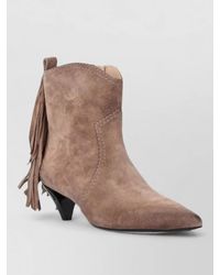 Pinko - Suede Lace Boots Pointed Toe Kitten Heel - Lyst