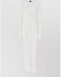 Pinko - V Neck Long Sleeve Ribbed Dress Slit - Lyst
