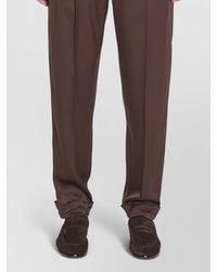 Saint Laurent - Silk Mid-Rise Wide-Leg Cuffed Tailored Trousers - Lyst