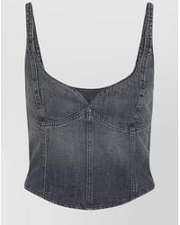 Balenciaga - Denim Corseted Tank Top - Lyst