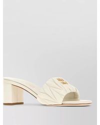 Miu Miu - Nappa Leather Mules Block Heel Open Toe - Lyst