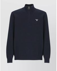 Barbour - Zip Crewneck Sweater Ribbed Trims - Lyst