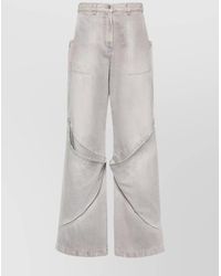 The Attico - Denim Distressed High-Rise Wide-Leg Jeans - Lyst