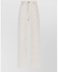 Golden Goose - Denim Straight-Leg High-Rise Crystal-Embellished Trousers - Lyst