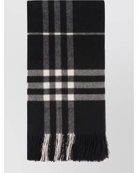 Burberry - Cashmere Scarf With Checked Pattern And Fringed Edges - Lyst