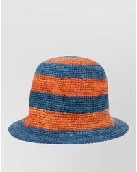 Paul Smith - Wide Brim Striped Woven Texture Hat - Lyst