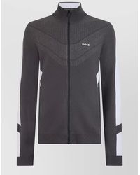 BOSS - Cotton High-Collar Zip Sweatshirt - Lyst