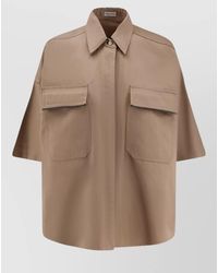 Brunello Cucinelli - Linen Blend Oversized Short-Sleeve Shirt - Lyst
