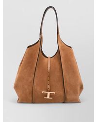 Tod's - T Medium Suede Tote Bag Dual Handles - Lyst