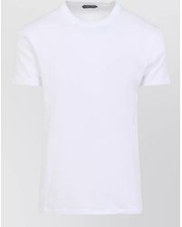 Tom Ford - Perforated Rib Cotton Crew Neck T-Shirt - Lyst