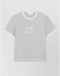 Ami Paris - Crew Neck T Shirt Contrast Trim Embroidery - Lyst