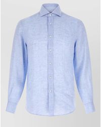 Brunello Cucinelli - Linen Shirt Long Sleeves Button Collar - Lyst
