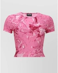 Versace Jeans Couture - Abstract Pattern Cropped Top Round Neck - Lyst