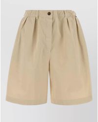 Prada - Gabardine Bermuda Shorts Pleated Front Pockets - Lyst