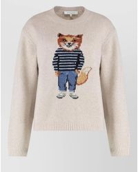 Maison Kitsuné - Wool Crewneck Sweater - Lyst
