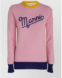 Marni - Virgin Wool Logo-Embroidered Crew-Neck Jumper - Lyst
