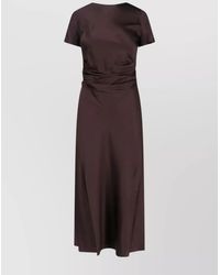 STAUD - Silk V-Neck Ruffled Short-Sleeve Midi Dress - Lyst