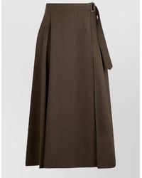 Burberry - Long Skirt Wool Gabardine - Lyst